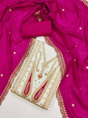 Floral Embroidered Sequinned Unstitched Dress Material 1