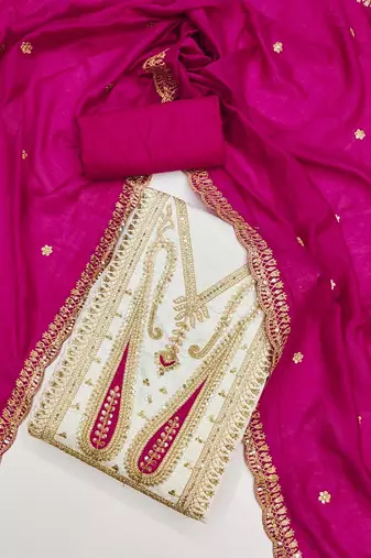 Floral Embroidered Sequinned Unstitched Dress Material