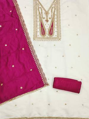 Floral Embroidered Sequinned Unstitched Dress Material 4