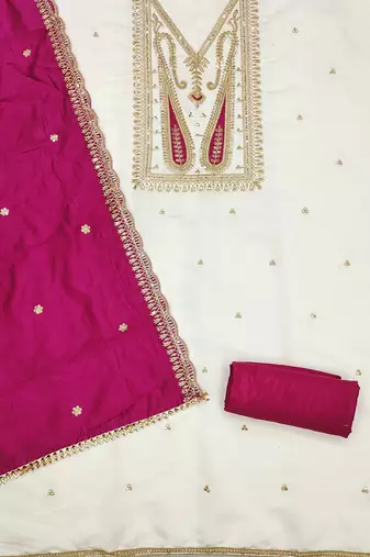 Floral Embroidered Sequinned Unstitched Dress Material