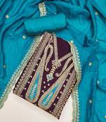Paisley Embroidered Sequinned Silk Unstitched Dress Material