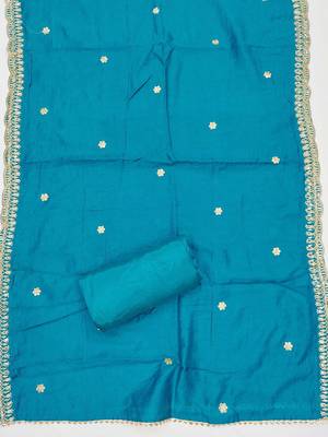 Paisley Embroidered Sequinned Silk Unstitched Dress Material 4