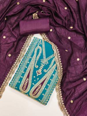 Paisley Embroidered Sequinned Unstitched Dress Material 1