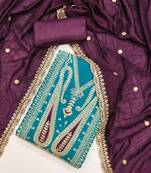 Paisley Embroidered Sequinned Unstitched Dress Material