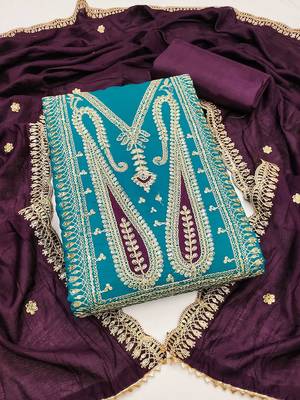 Paisley Embroidered Sequinned Unstitched Dress Material 2