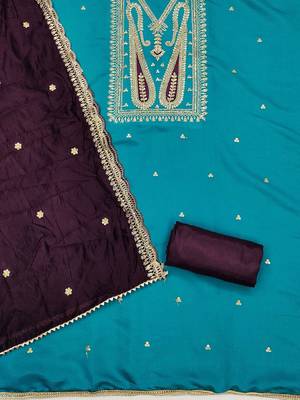 Paisley Embroidered Sequinned Unstitched Dress Material 3