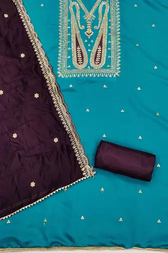 Paisley Embroidered Sequinned Unstitched Dress Material