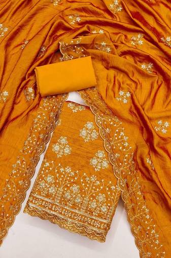 Ethnic Motifs Embroidered Unstitched Dress Material