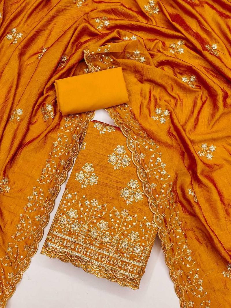 Ethnic Motifs Embroidered Unstitched Dress Material