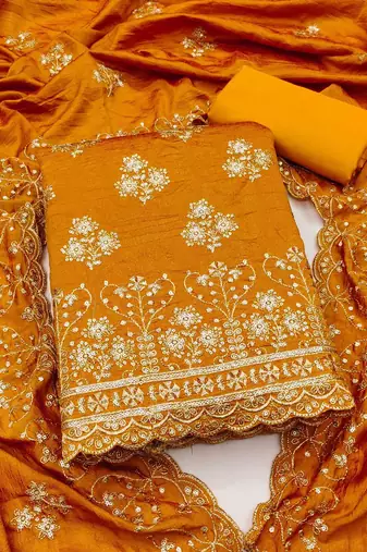Ethnic Motifs Embroidered Unstitched Dress Material