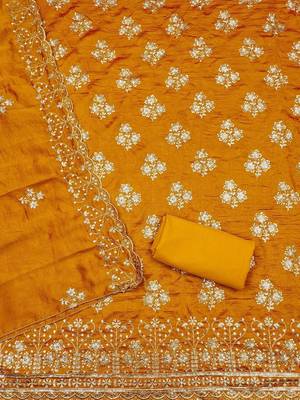 Ethnic Motifs Embroidered Unstitched Dress Material 3