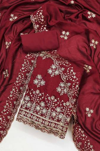 Embroidered Unstitched Dress Material