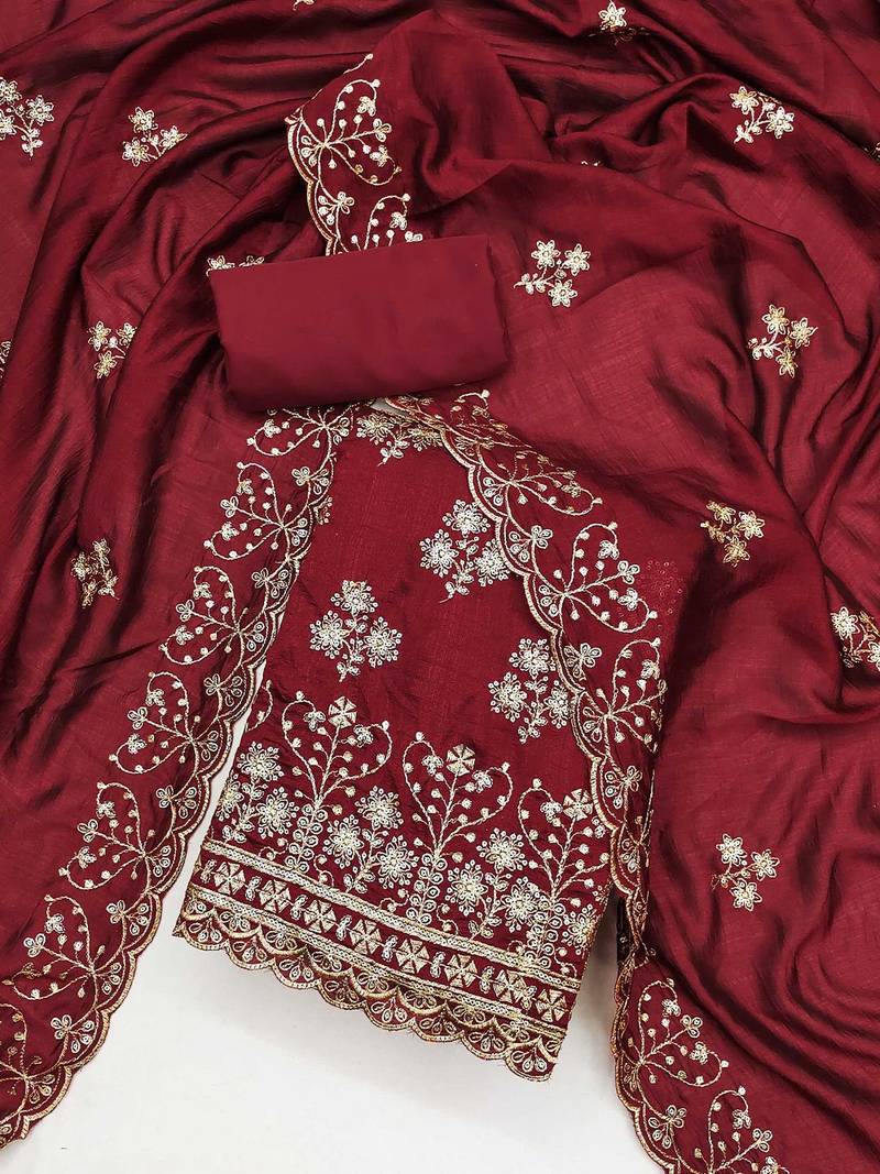 Embroidered Unstitched Dress Material