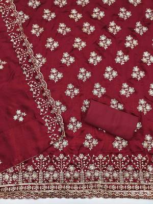 Embroidered Unstitched Dress Material 3