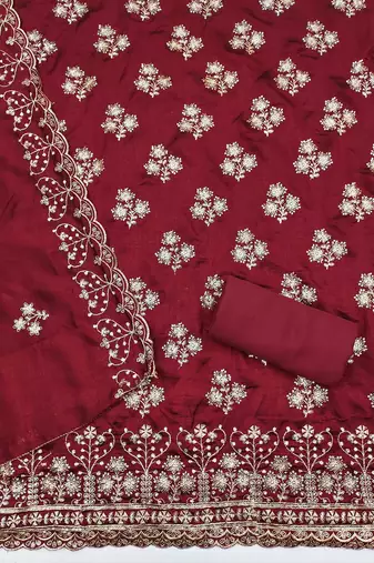 Embroidered Unstitched Dress Material