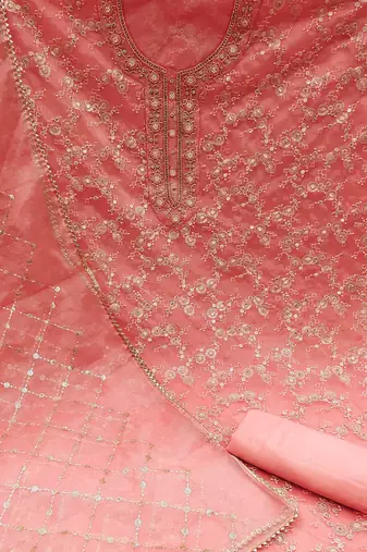 Sequinned Embellished Organza Unstitched Dress Material