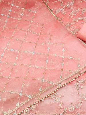 Sequinned Embellished Organza Unstitched Dress Material 3