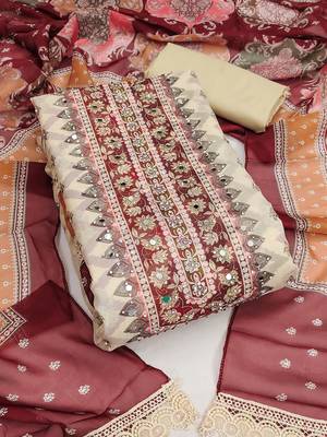 Printed Organza Unstitched Dress Material 1