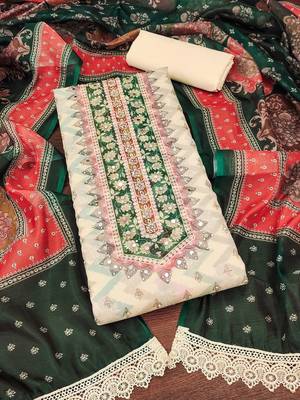 Printed Organza Unstitched Dress Material 2