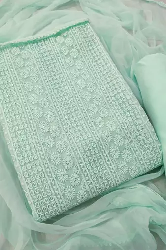 Sea Embroidered Unstitched Dress Material