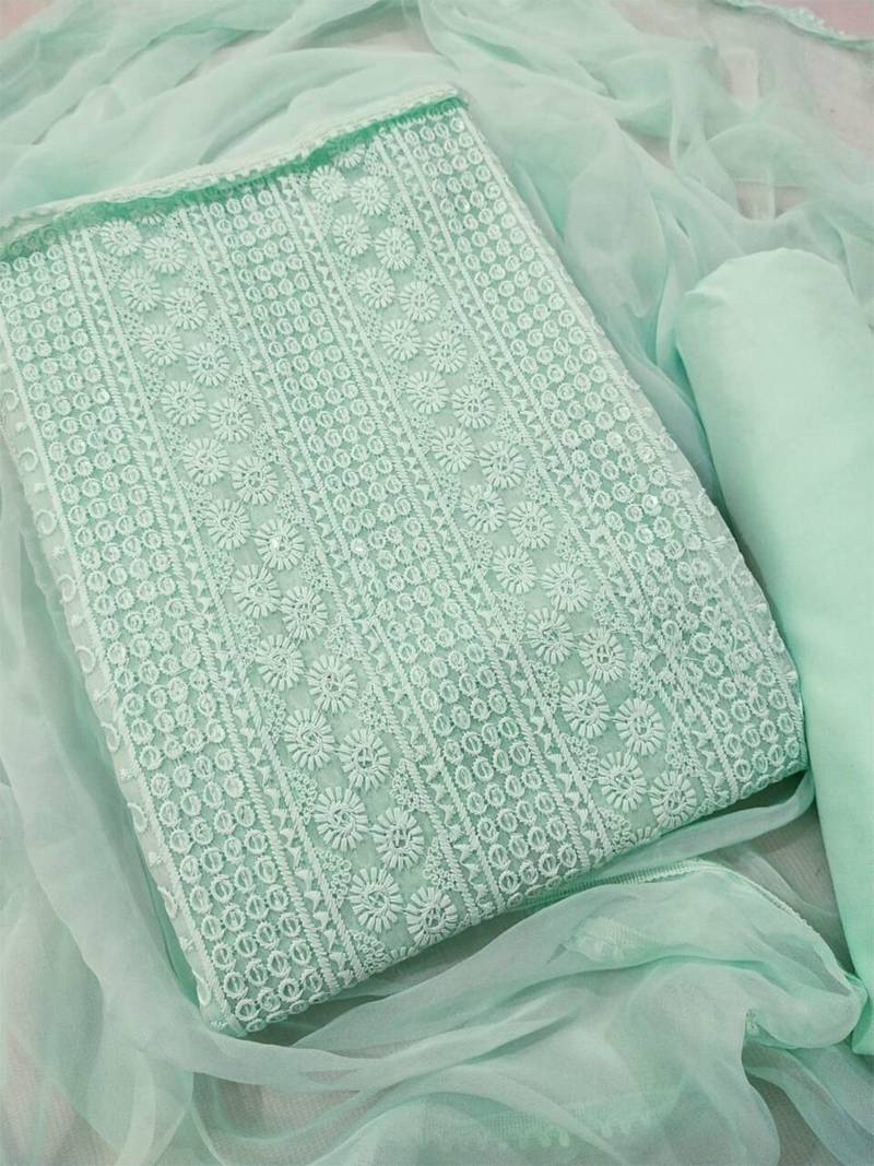 Sea Embroidered Unstitched Dress Material