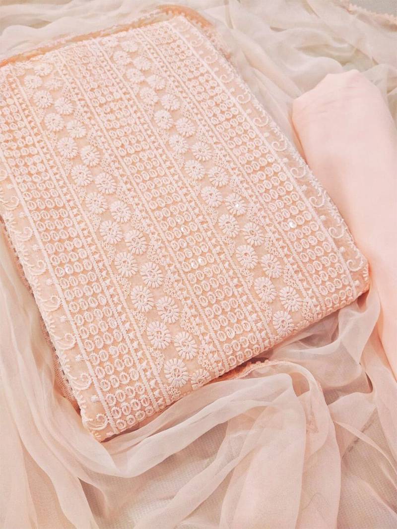 Embroidered Unstitched Dress Material