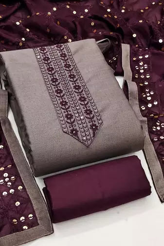 Embroidered Pure Cotton Unstitched Dress Material