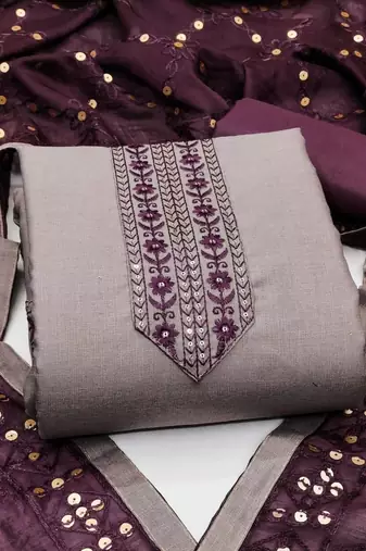 Embroidered Pure Cotton Unstitched Dress Material