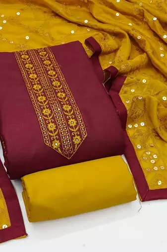 Embroidered Unstitched Dress Material