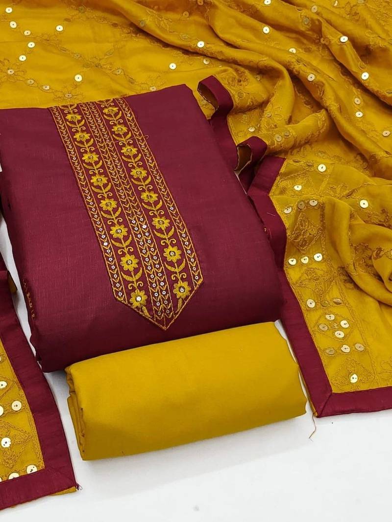 Embroidered Unstitched Dress Material