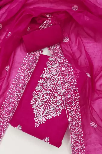Floral Embroidered Unstitched Dress Material