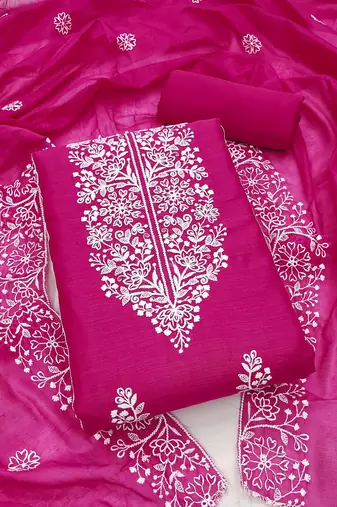 Floral Embroidered Unstitched Dress Material