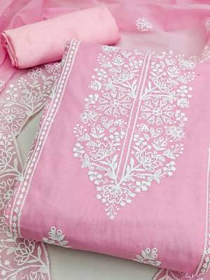Embroidered Art Silk Unstitched Dress Material 2