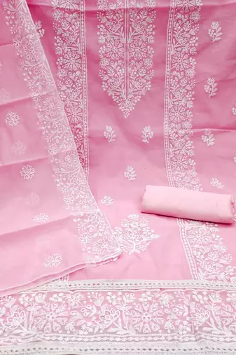 Embroidered Art Silk Unstitched Dress Material