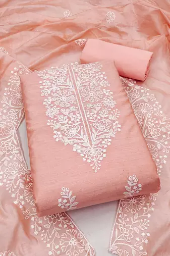 Floral Embroidered Unstitched Dress Material