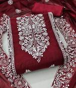 Embroidered Art Silk Unstitched Dress Material