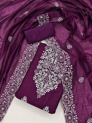 Floral Embroidered Unstitched Dress Material 1
