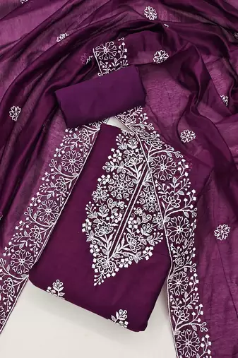 Floral Embroidered Unstitched Dress Material