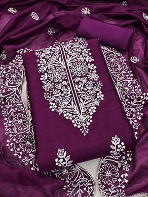 Floral Embroidered Unstitched Dress Material 2