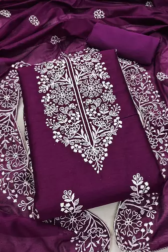 Floral Embroidered Unstitched Dress Material