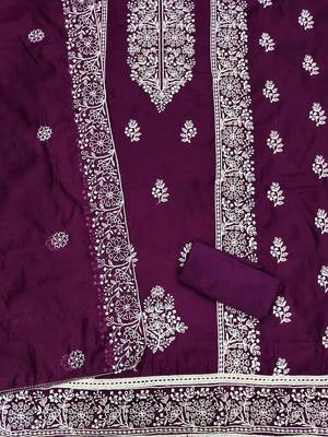 Floral Embroidered Unstitched Dress Material 3