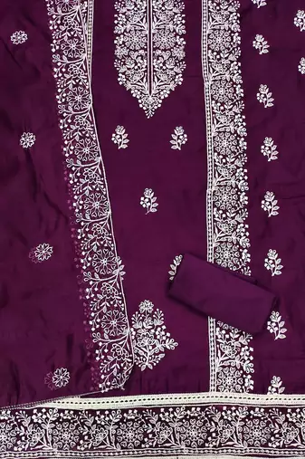Floral Embroidered Unstitched Dress Material