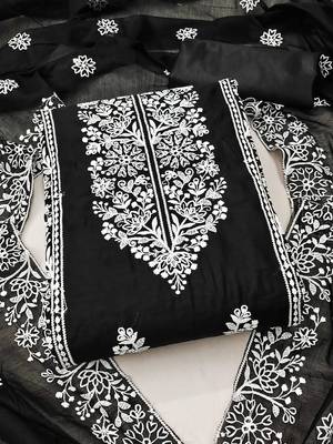Embroidered Art Silk Unstitched Dress Material 1