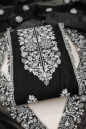 embroidered art silk unstitched dress material