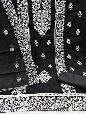 Embroidered Art Silk Unstitched Dress Material 4