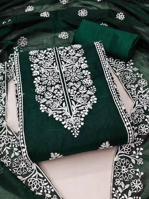 Embroidered Art Silk Unstitched Dress Material 1