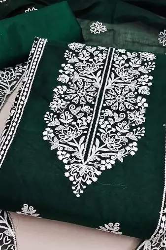 Embroidered Art Silk Unstitched Dress Material