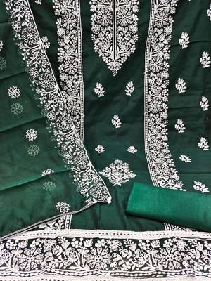 Embroidered Art Silk Unstitched Dress Material 4