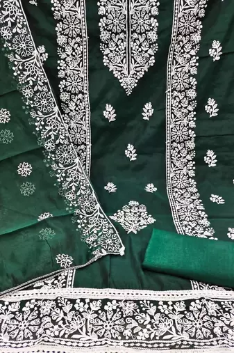 Embroidered Art Silk Unstitched Dress Material