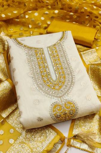 embroidered unstitched dress material